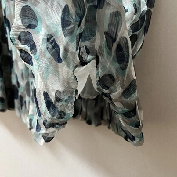 Ports Womens Silk Polka Dot Bubble Skirt Sz Medium Blue Gray Tulip - Picture 6 of 9